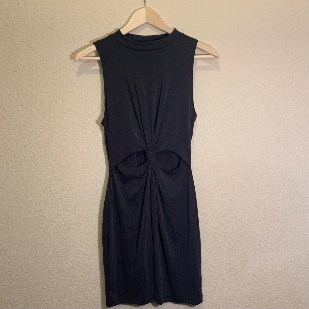 Dark Grey Cut Out Form Fitting Dress